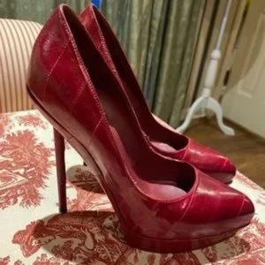 YSL DIVINE heel - Red Eel Skin Platform Heels Sz 39